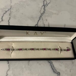 Kay Jewelers Sterling Silver Bracelet with Pink Stones